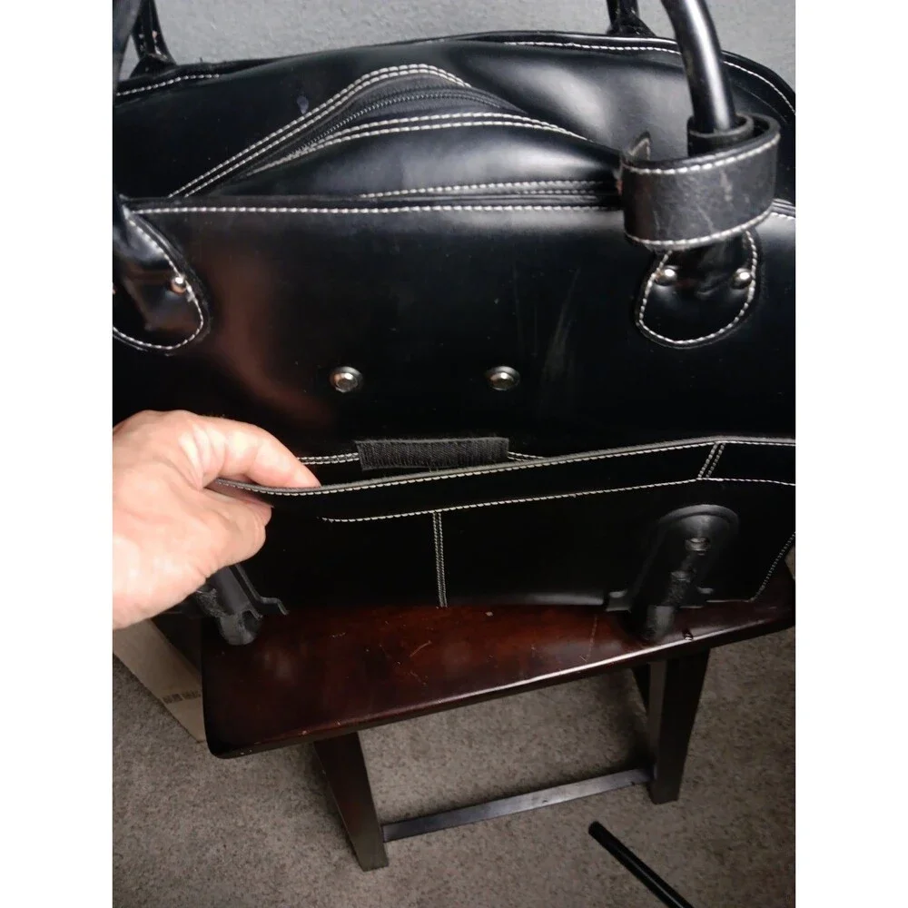 McKlein Edgebrook 15.6 Leather Wheeled Ladies Laptop Briefcase Black EUC